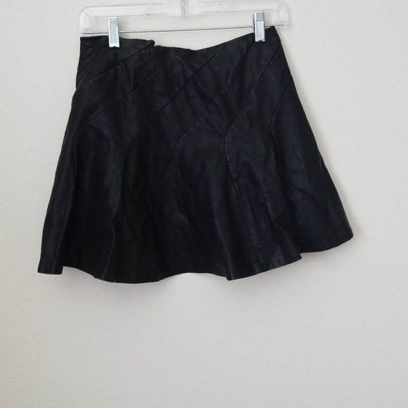 Faux Leather Free People Black Mini Skirt - Picture 3 of 5